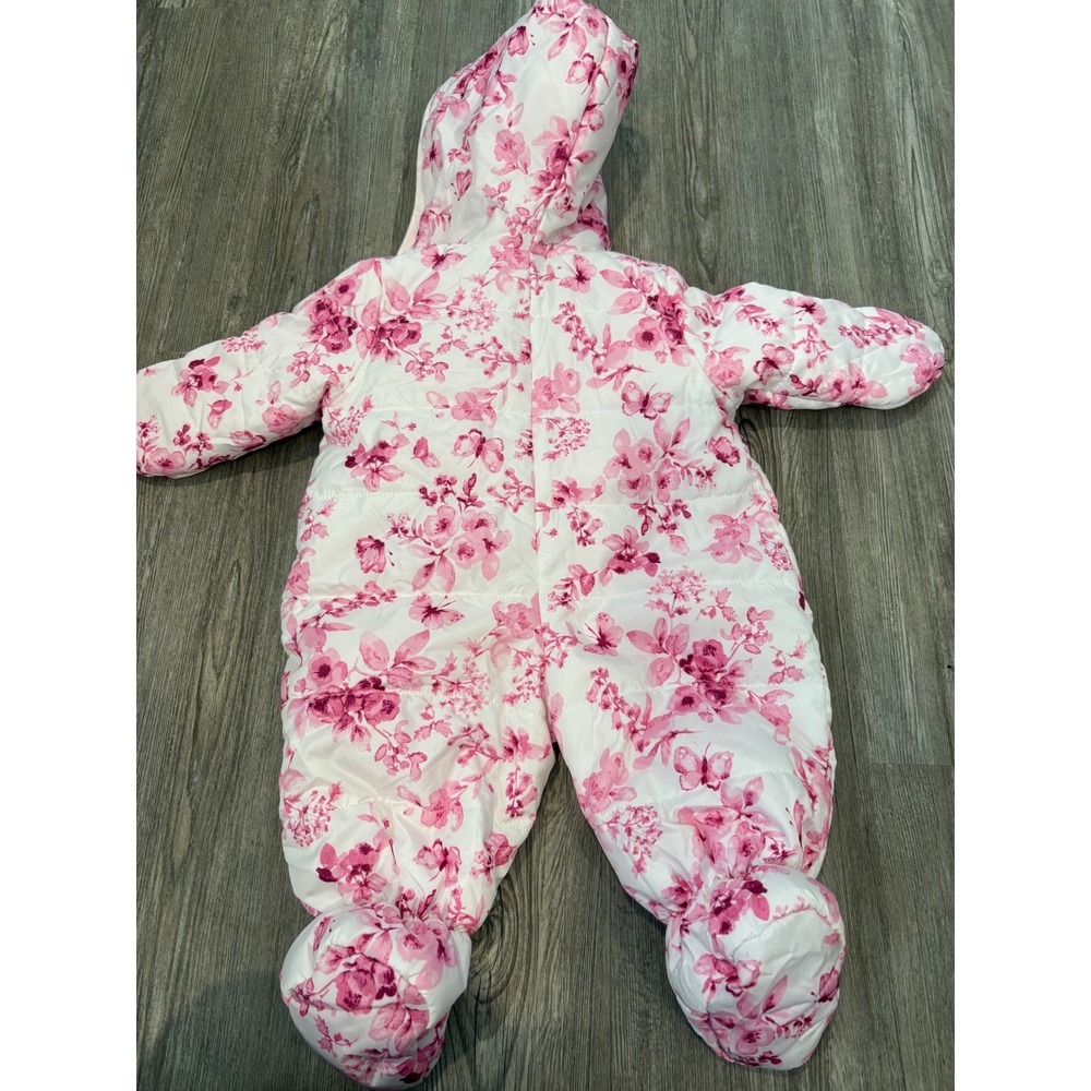 R 1881 by S Rothschild Baby Girl‎ Snowsuit Floral Pink White Hooded Footed 3/6M - Picture 3 of 5